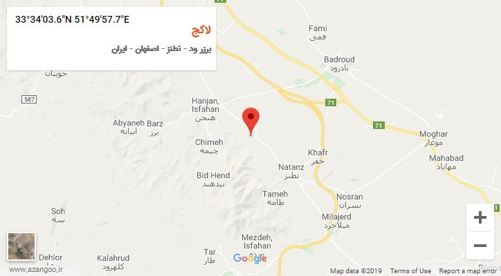روستای لاکج بر روی نقشه
