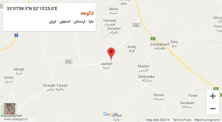روستای لاکوهه بر روی نقشه