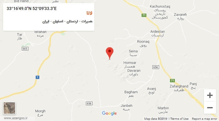 روستای لاتا بر روی نقشه