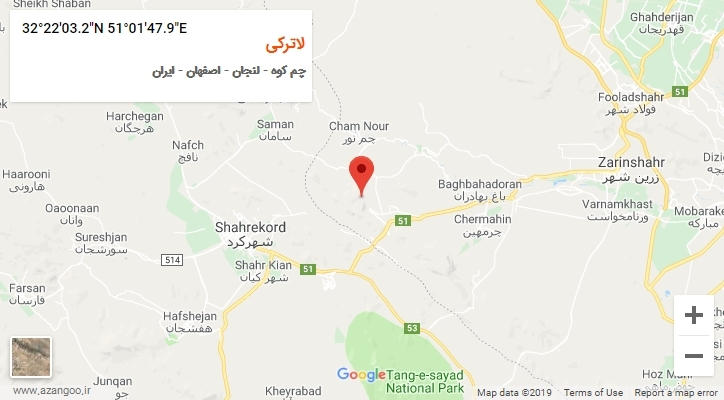 روستای لاترکی بر روی نقشه