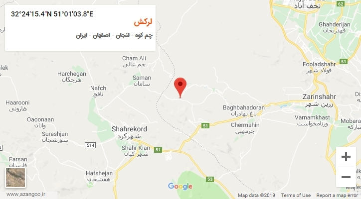 روستای لرکش بر روی نقشه