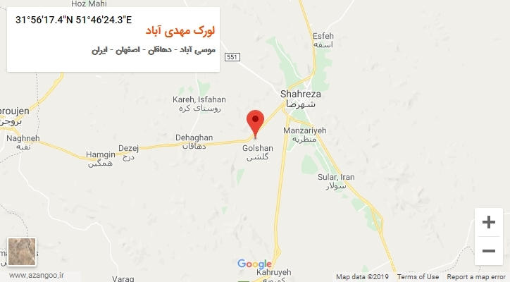 روستای لورک مهدی آباد بر روی نقشه