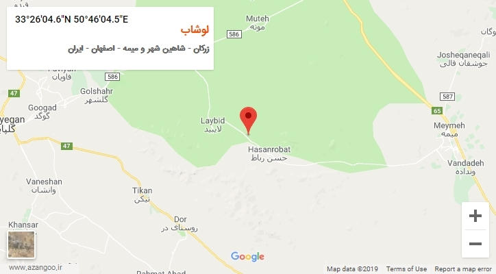 روستای لوشاب بر روی نقشه