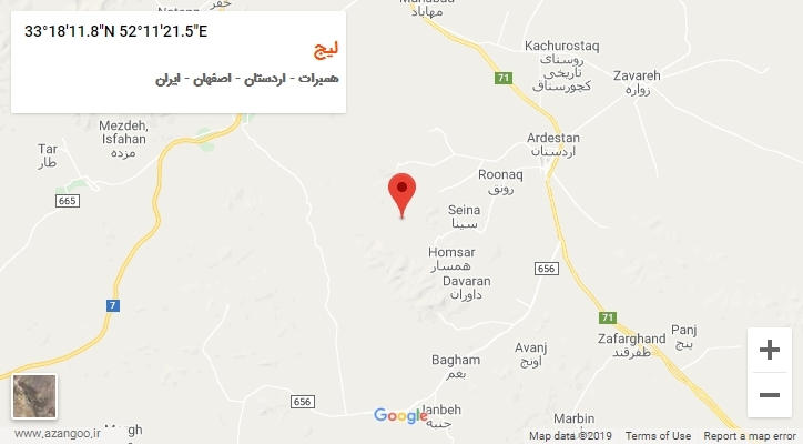 روستای لیج بر روی نقشه