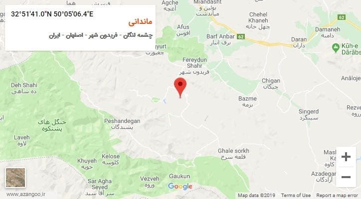 روستای ماندانی بر روی نقشه