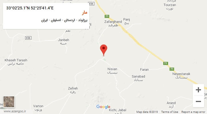 روستای مار بر روی نقشه