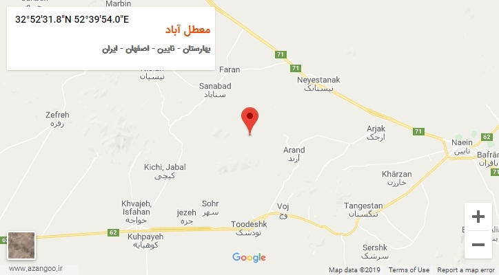 روستای معطل آباد بر روی نقشه