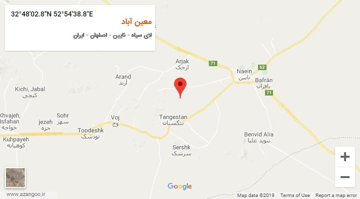 روستای معین آباد بر روی نقشه