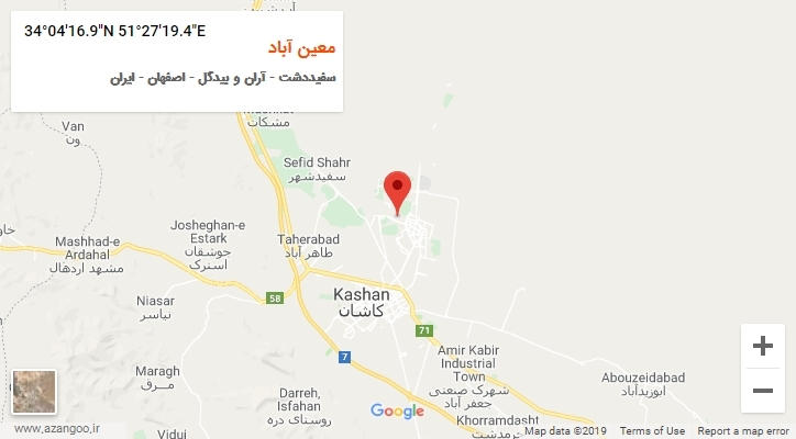 روستای معین آباد بر روی نقشه