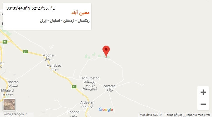 روستای معین آباد بر روی نقشه