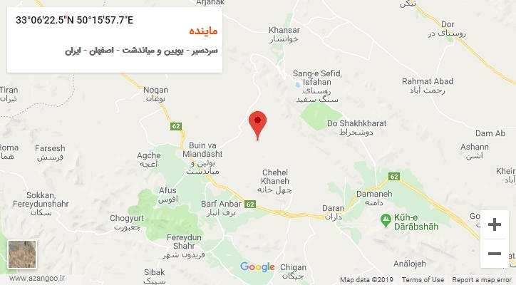 روستای ماینده بر روی نقشه