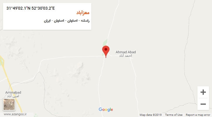 روستای معزآباد بر روی نقشه