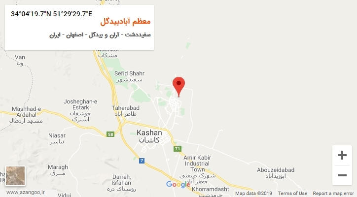 روستای معظم آبادبیدگل بر روی نقشه