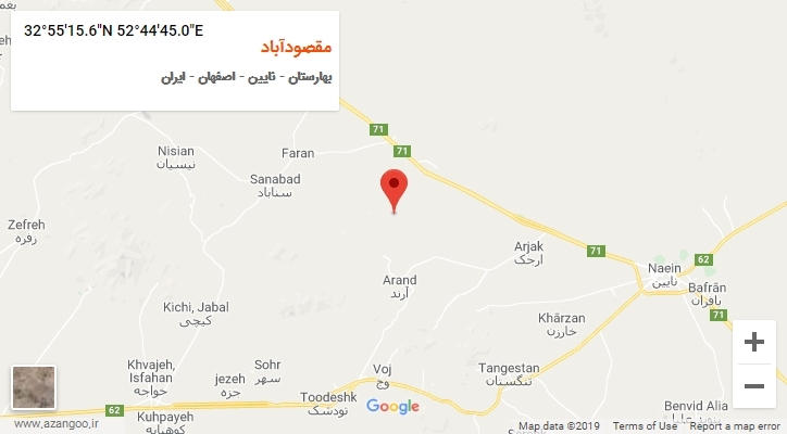 روستای مقصودآباد بر روی نقشه