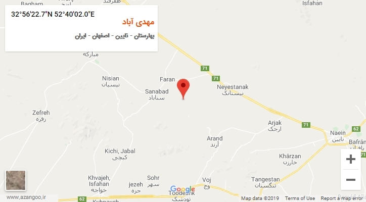 روستای مهدی آباد بر روی نقشه