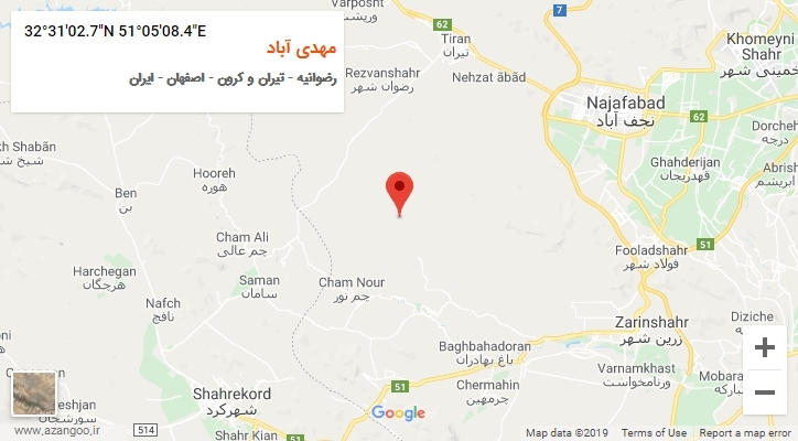 روستای مهدی آباد بر روی نقشه