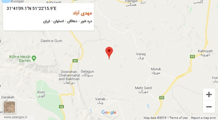 روستای مهدی آباد بر روی نقشه