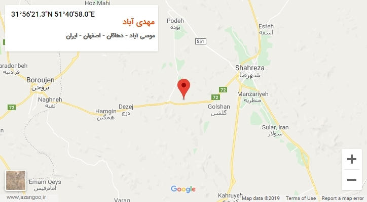 روستای مهدی آباد بر روی نقشه