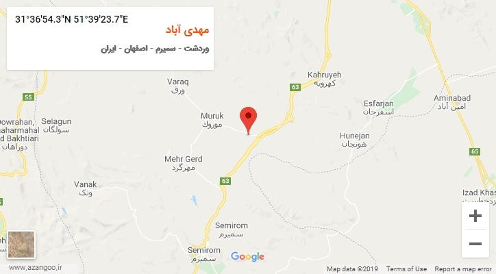 روستای مهدی آباد بر روی نقشه