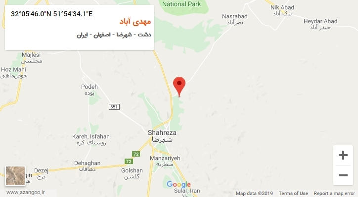 روستای مهدی آباد بر روی نقشه