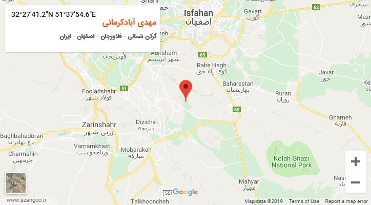 روستای مهدی آبادکرمانی بر روی نقشه