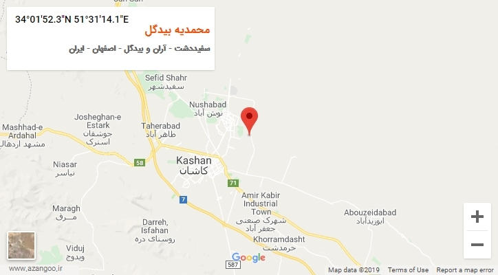 روستای محمدیه بیدگل بر روی نقشه