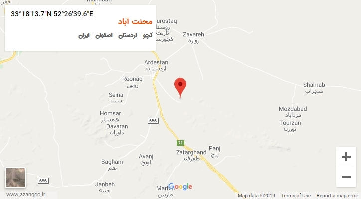 روستای محنت آباد بر روی نقشه
