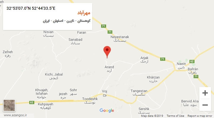 روستای مهرآباد بر روی نقشه