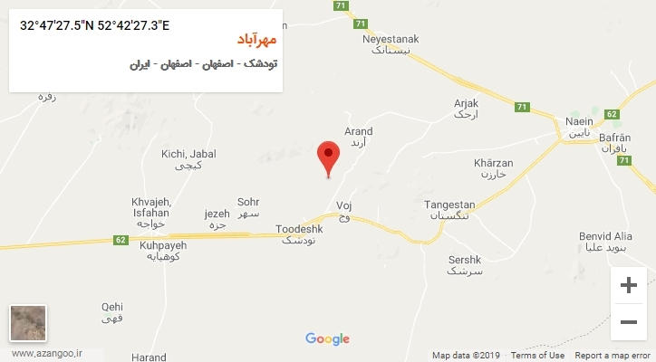 روستای مهرآباد بر روی نقشه