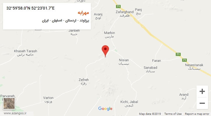 روستای مهرابه بر روی نقشه