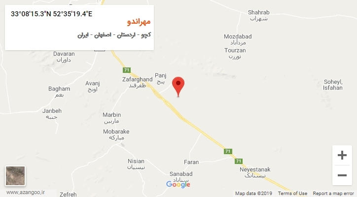 روستای مهراندو بر روی نقشه