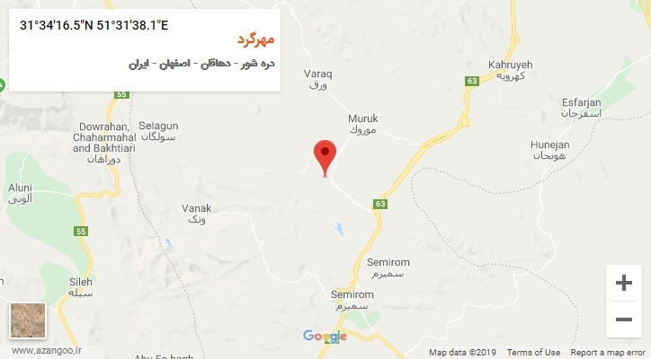 روستای مهرگرد بر روی نقشه