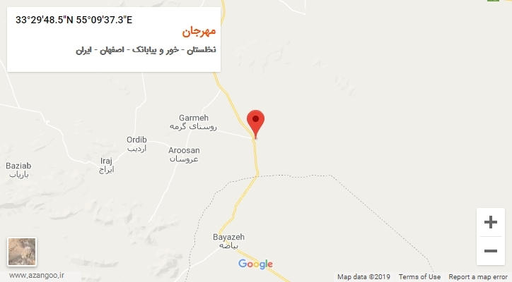 روستای مهرجان بر روی نقشه