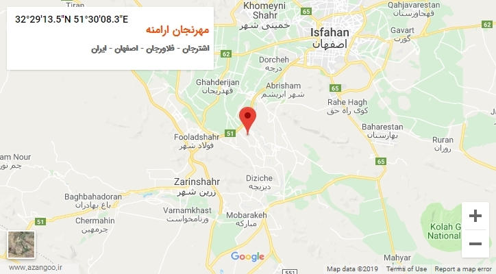 روستای مهرنجان ارامنه بر روی نقشه