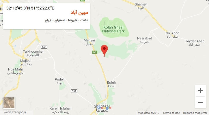 روستای مهین آباد بر روی نقشه