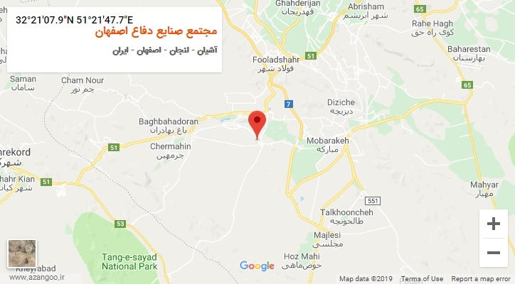 روستای مجتمع صنایع دفاع اصفهان بر روی نقشه