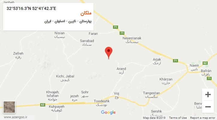 روستای ملکان بر روی نقشه