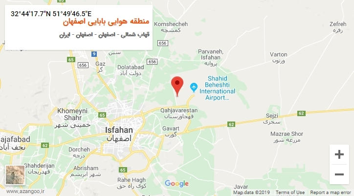 روستای منطقه هوایی بابایی اصفهان بر روی نقشه