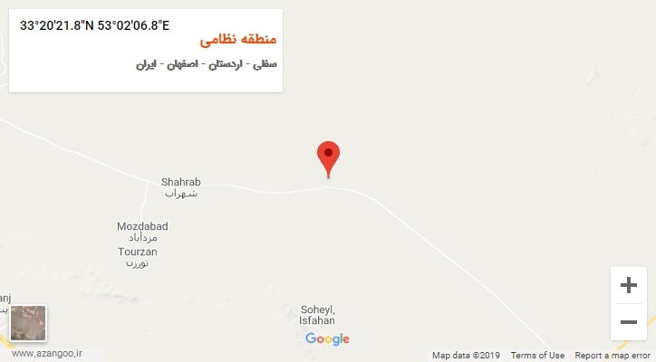 روستای منطقه نظامی بر روی نقشه