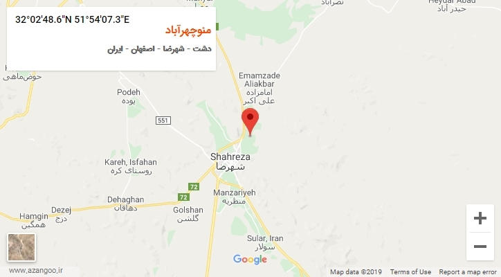 روستای منوچهرآباد بر روی نقشه