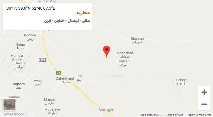 روستای منظریه بر روی نقشه