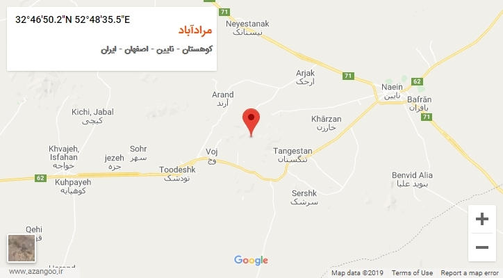 روستای مرادآباد بر روی نقشه