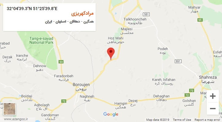 روستای مرادکهریزی بر روی نقشه
