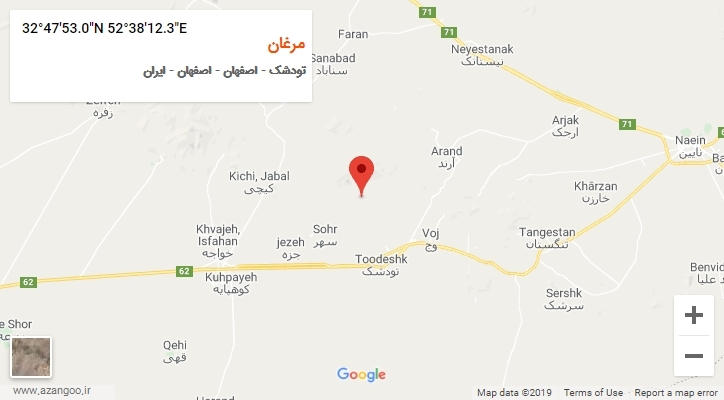 روستای مرغان بر روی نقشه