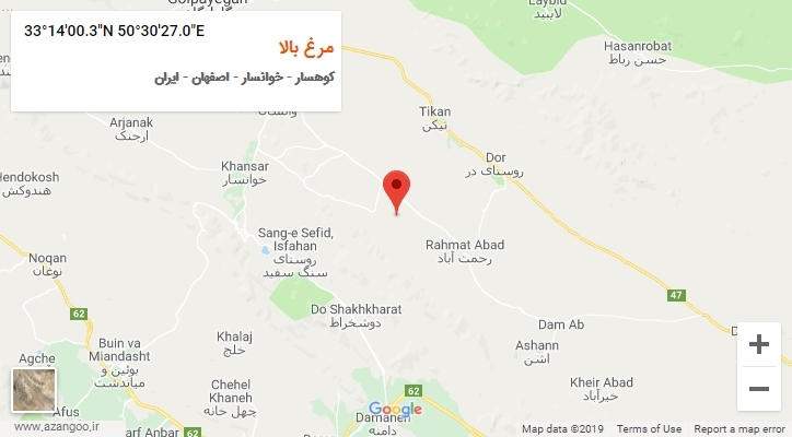 روستای مرغ بالا بر روی نقشه