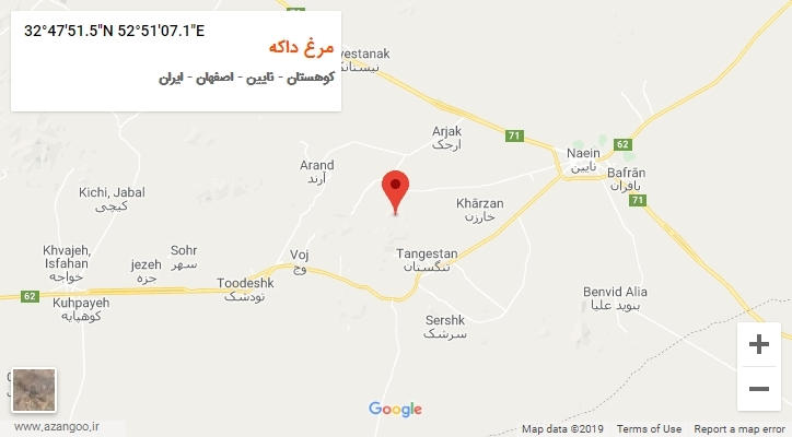 روستای مرغ داکه بر روی نقشه