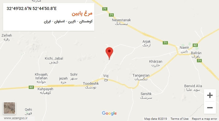 روستای مرغ پایین بر روی نقشه