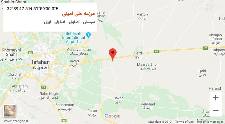 روستای مرزعه علی امینی بر روی نقشه