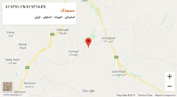 روستای مسجدک بر روی نقشه