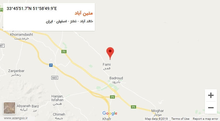 روستای متین آباد بر روی نقشه